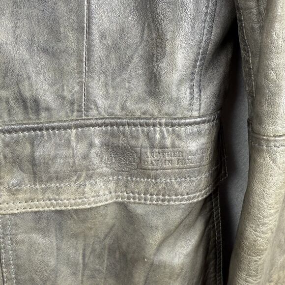 Vintage Mens Diesel Lamb Leather Jacket Biker Distressed Grey Size S (Flaw Read) - Picture 5 of 14